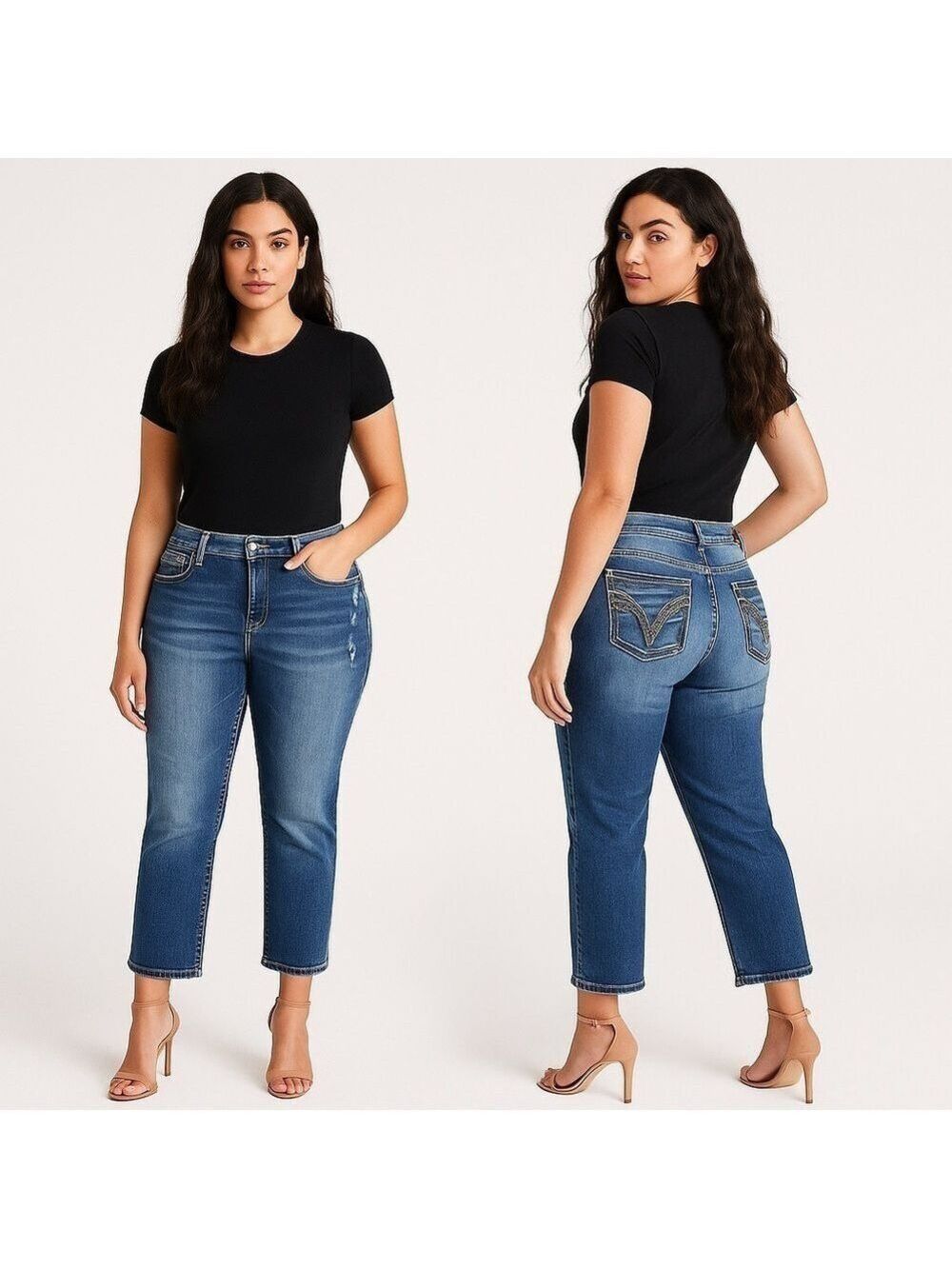💫 VIGOSS ✨ Women’s Mid-Rise Heritage Fit Dublin Crop Straight Jeans - Sz 15/16 💫